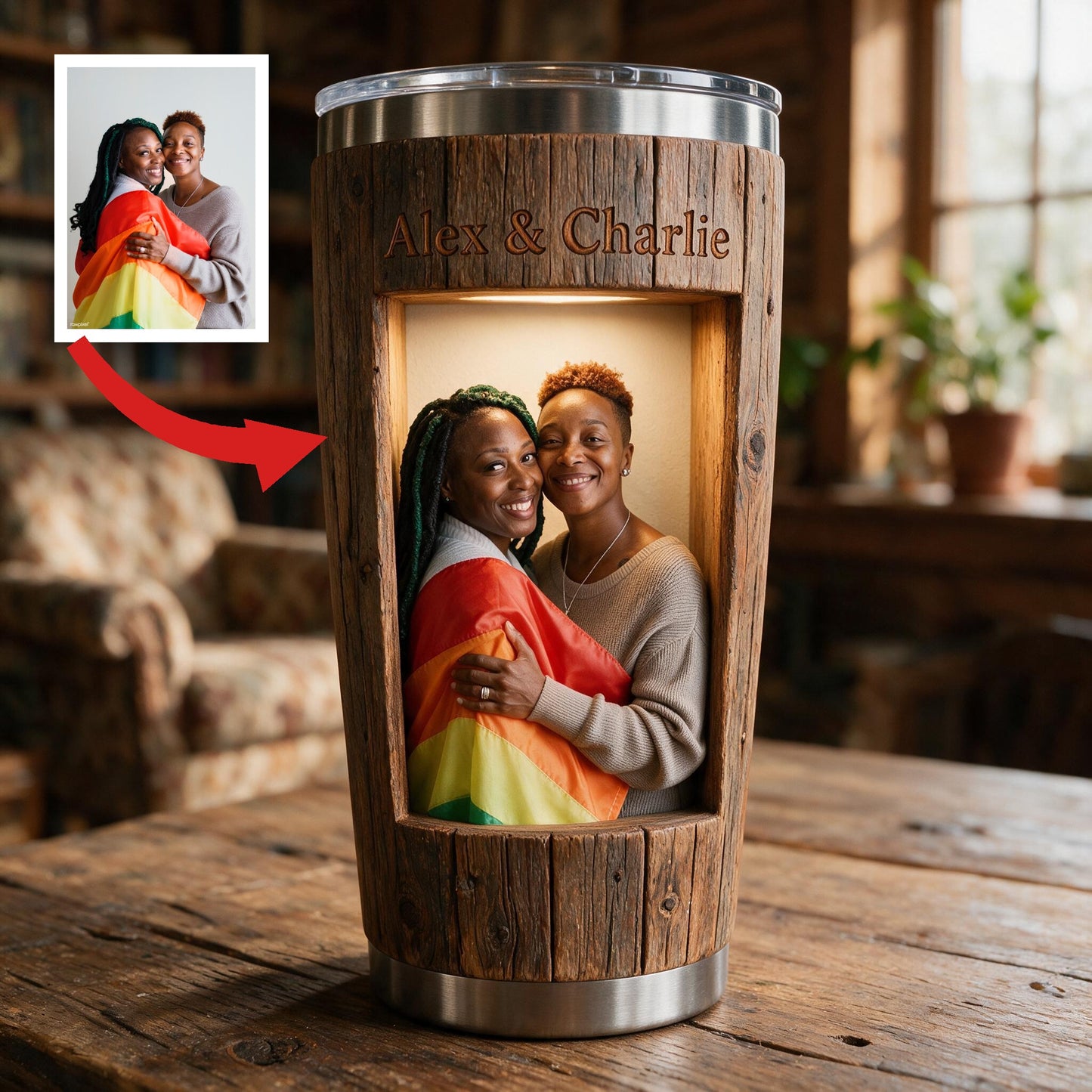 Personalized LGBT Lesbian Black Couple 'You & Me We Got This' Tumbler - Custom Pride Gift For Couple Anniversary Travel Drinkware