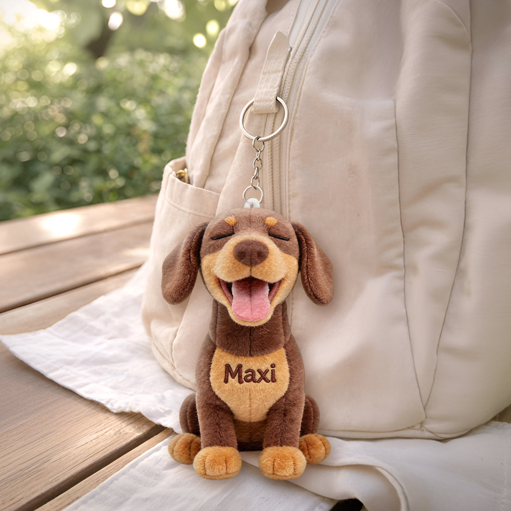 Personalized Black & Tan Rottweiler Plush Keychain, Custom Gift for Rottweiler Owners Pet Keepsake Accessory