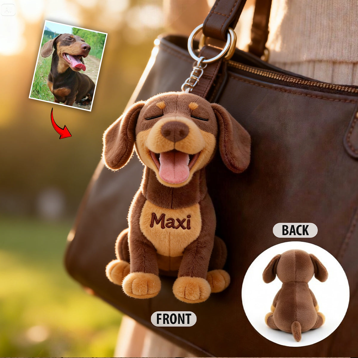 Personalized Siberian Husky Plush Keychain - Cute Blue-Eyed Dog Custom Gift for Husky Lovers and Pet Owners