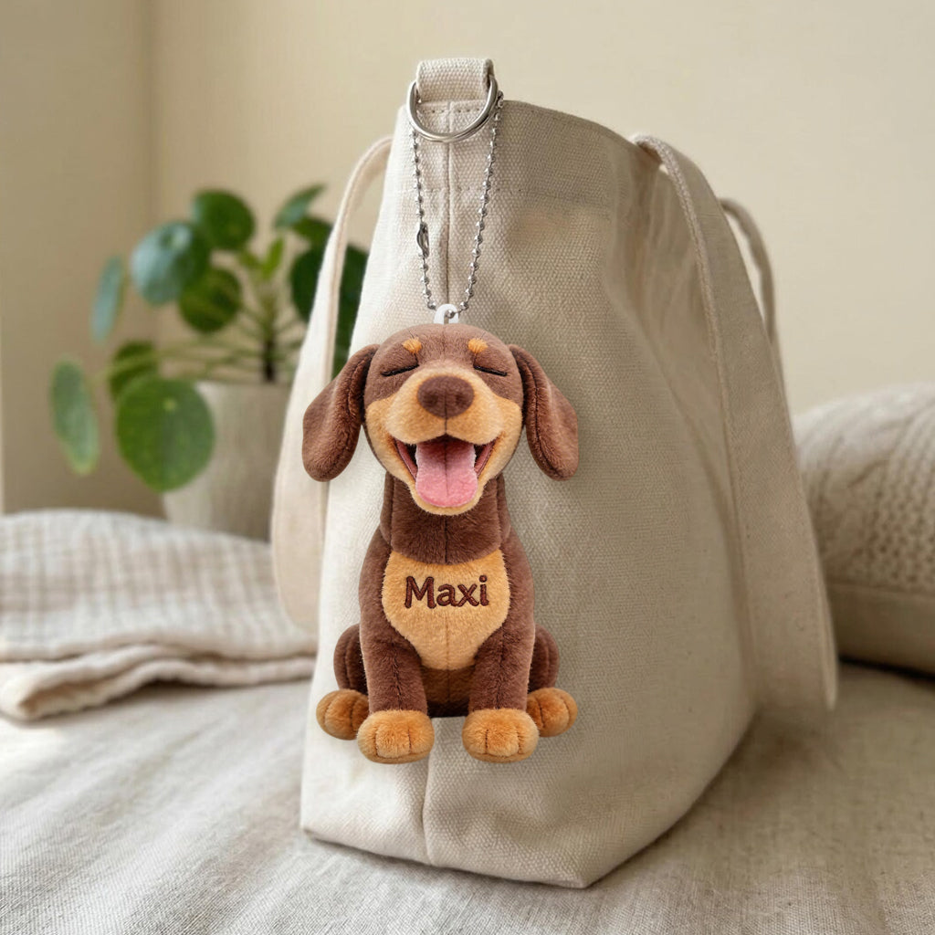 Always By My Side Personalized Sitting German Shepherd Plush Keychain, Custom Dog Lover Pet Keepsake Gift