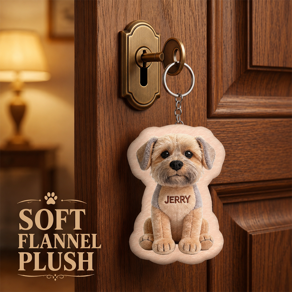 Always By My Side Personalized Sitting German Shepherd Plush Keychain, Custom Dog Lover Pet Keepsake Gift