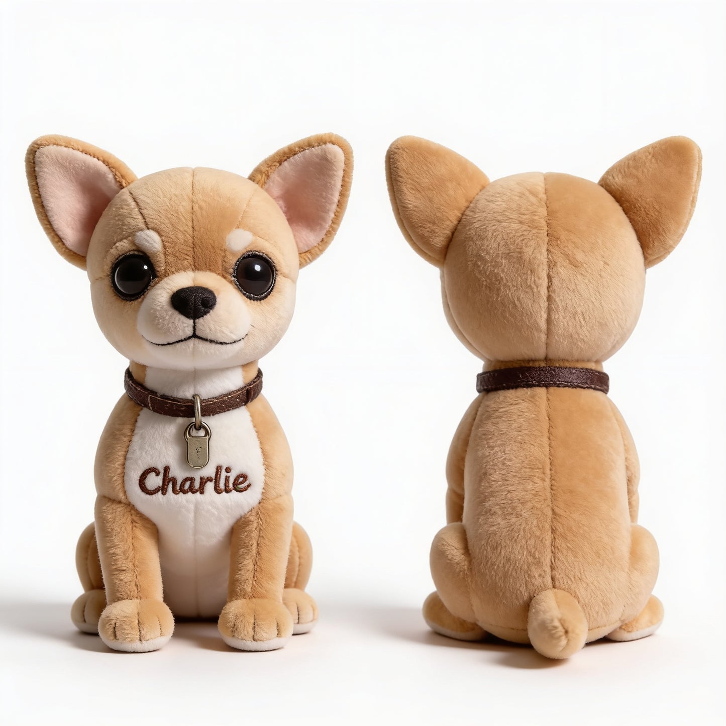 Personalized Tan Chihuahua Plush Keychain, Custom Dog Name Accessory Gift for Chihuahua Lovers and Pet Owners