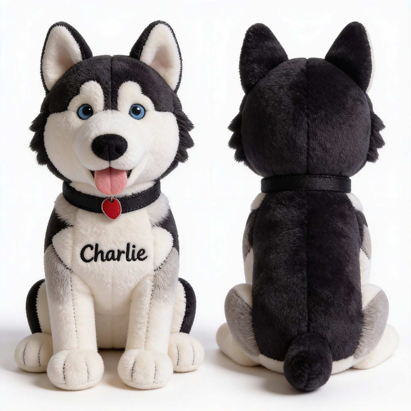 Personalized Siberian Husky Plush Keychain - Cute Blue-Eyed Dog Custom Gift for Husky Lovers and Pet Owners