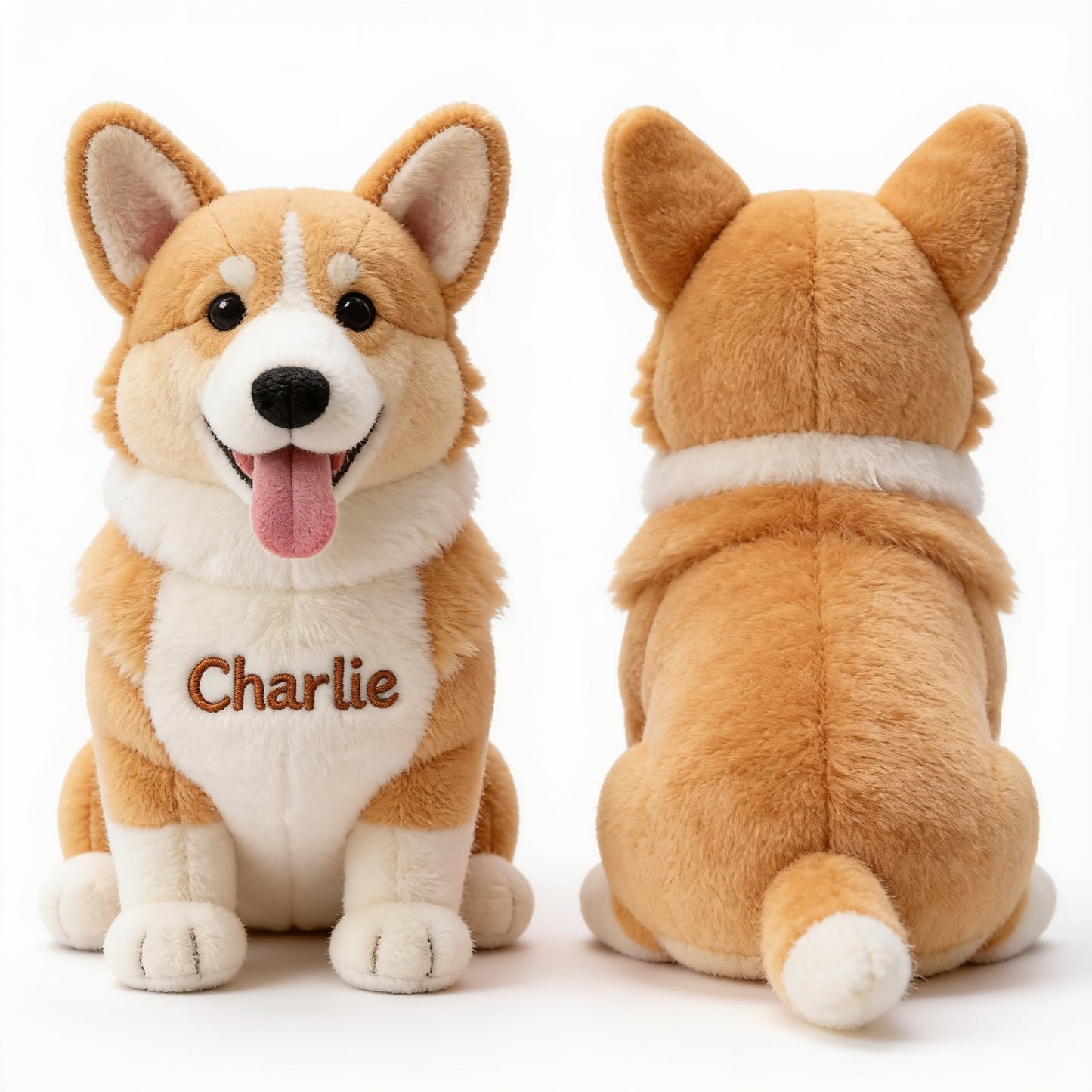 Personalized Sitting Tan & White Corgi Plush Keychain - Custom Dog Gift For Corgi Lovers & Pet Owners