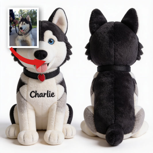 Porte-clés en peluche Husky Sibérien Personnalisé - Cadeau mignon pour les amoureux des Huskies