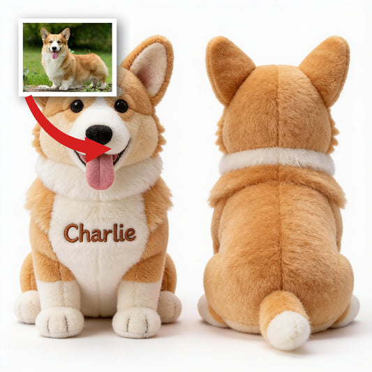 Porte-clés en peluche Corgi personnalisé - Cadeau sur mesure pour les amoureux des Corgis