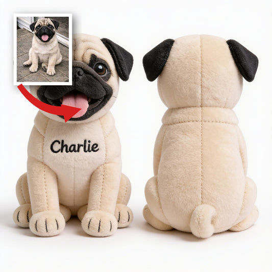 Porte-clés en peluche Pug fawn personnalisé, cadeau souvenir pour les propriétaires de Pug