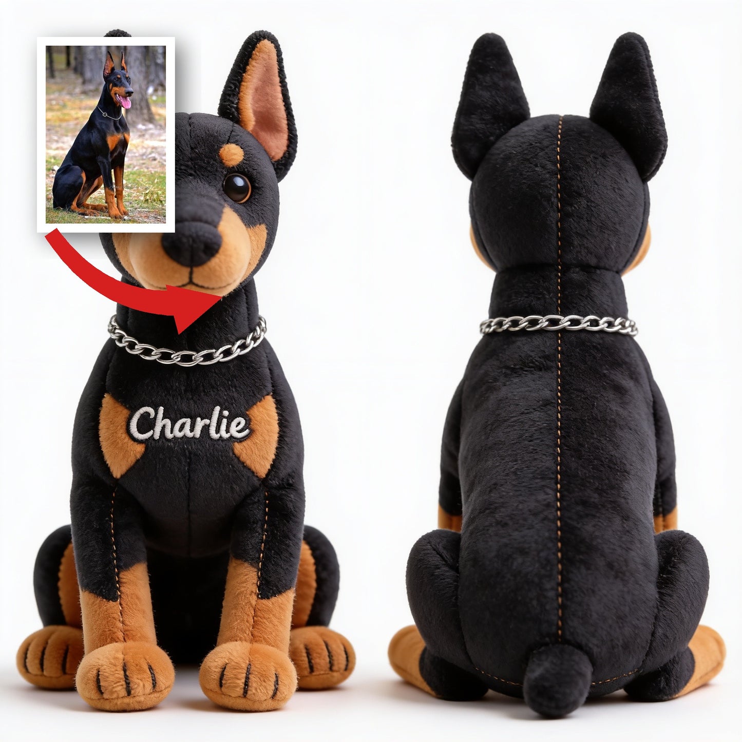 Personalized Black & Tan Rottweiler Plush Keychain, Custom Gift for Rottweiler Owners Pet Keepsake Accessory