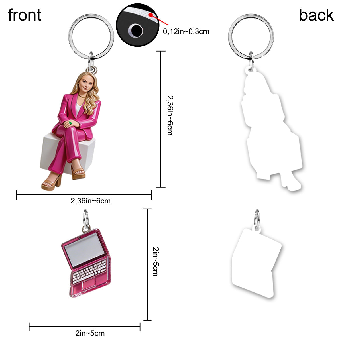 Personalized Latin Woman Colleague Portrait Keychain - Custom Office Appreciation Coworker Gift with Themed Charms