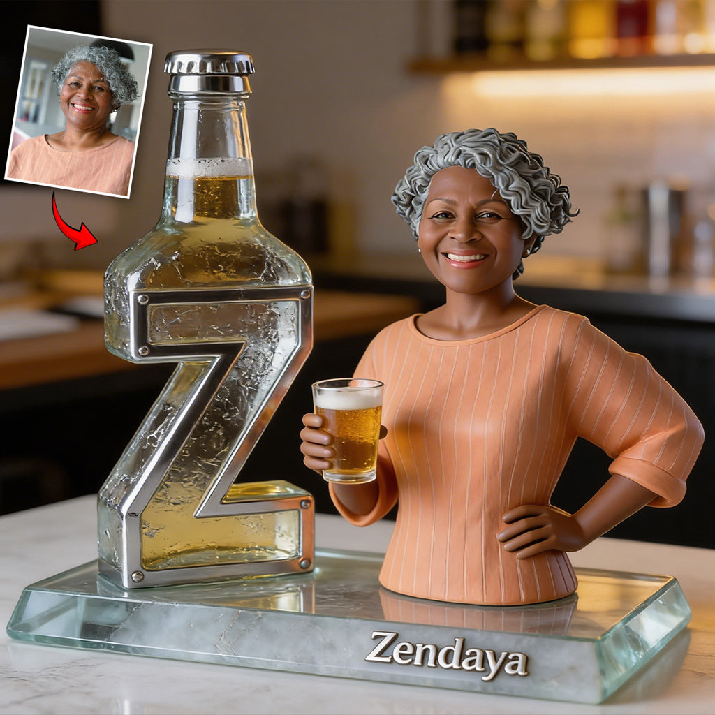 Personalized Black Grandma Holding Martini Custom Shaped Acrylic Plaque - Thoughtful Mom Gift Home Bar Desk Decor