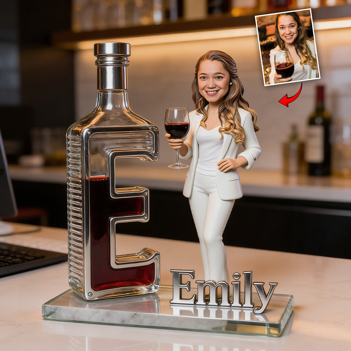 Personalized Wine Loving Latina Mom Custom Shaped Acrylic Plaque - Unique Home Bar Desk Decor Gift for Wine Enthusiast Mom
