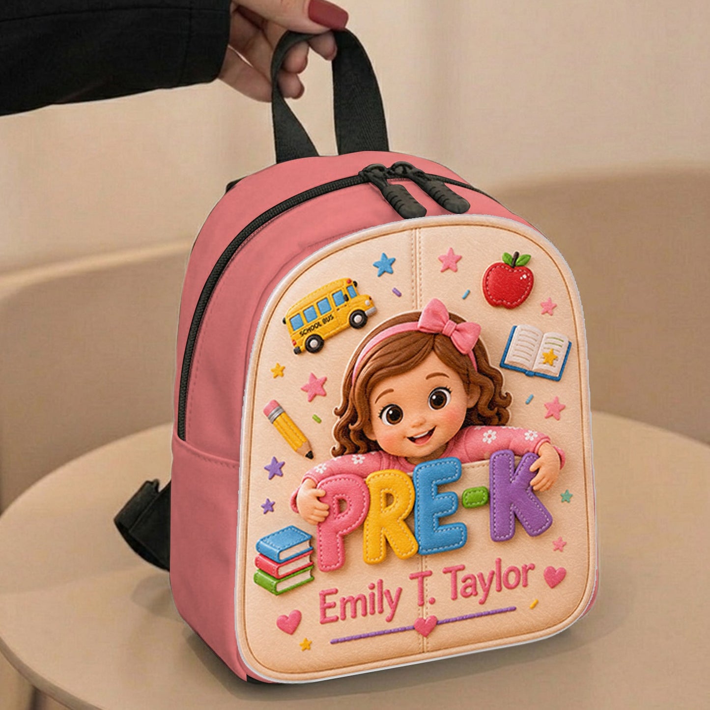 Cute 3D Curly Haired Little Black Girl Personalized Pre-K Backpack, Perfect Back To School Gift For Kids