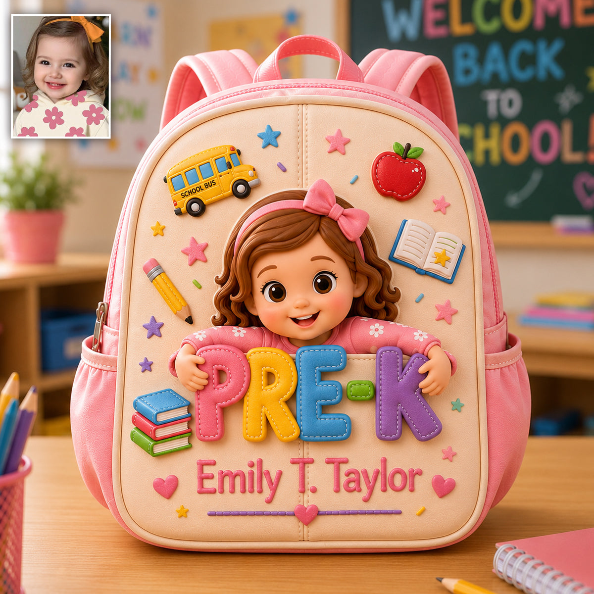 Cute 3D Curly Haired Little Black Girl Personalized Pre-K Backpack, Perfect Back To School Gift For Kids