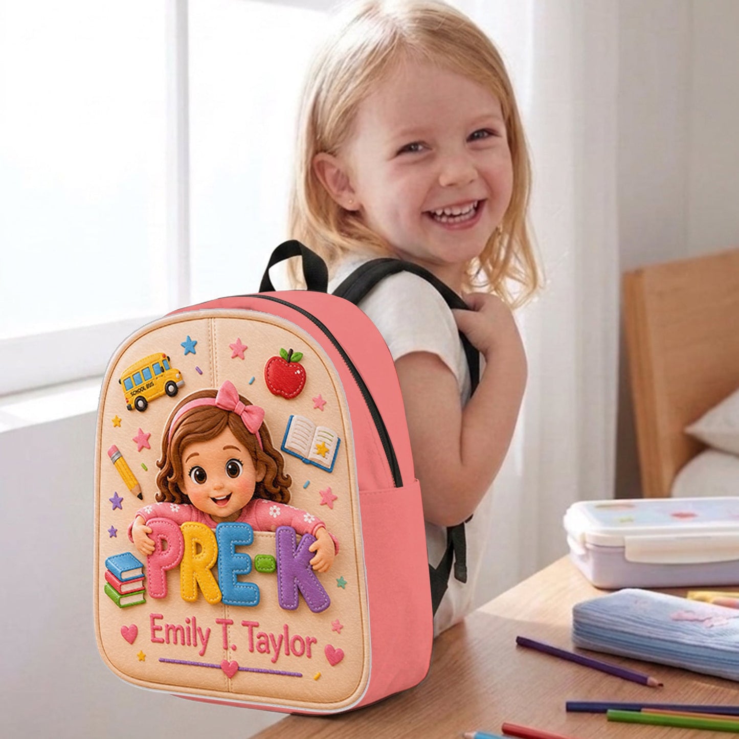 Cute 3D Curly Haired Little Black Girl Personalized Pre-K Backpack, Perfect Back To School Gift For Kids
