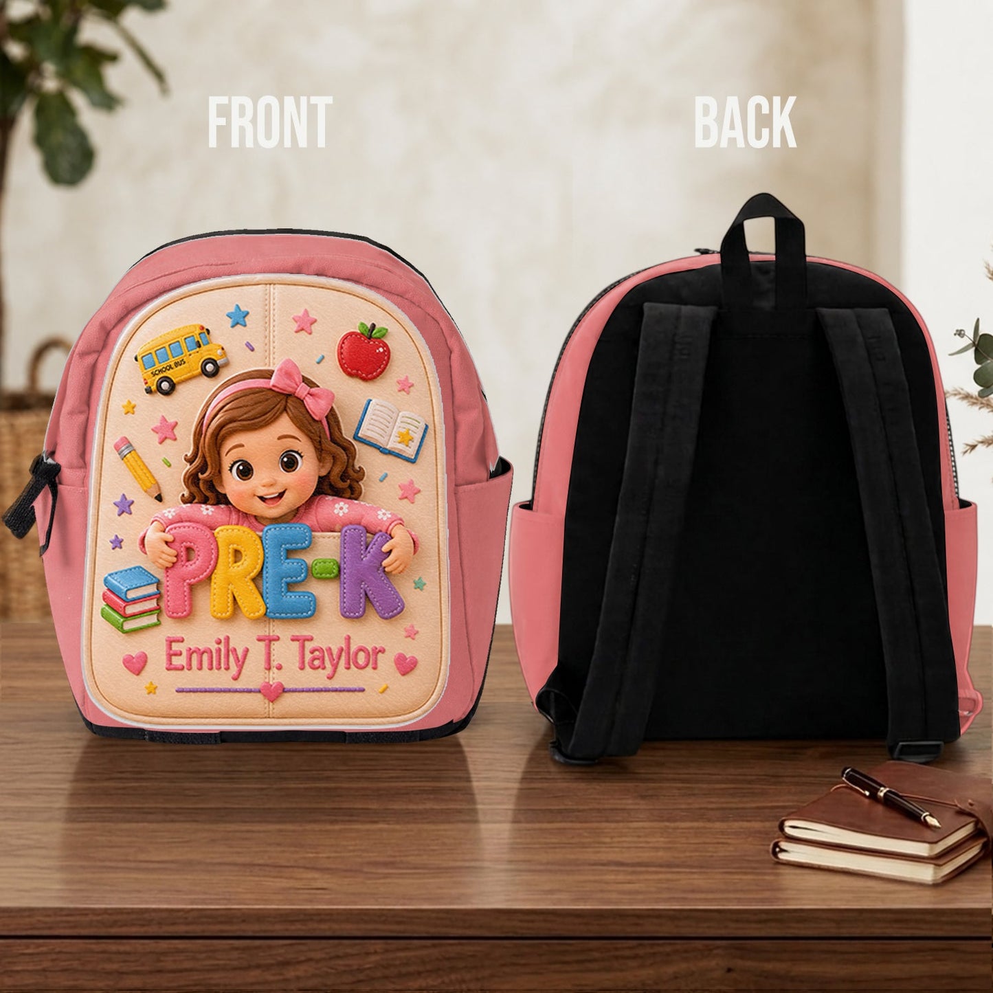Cute 3D Curly Haired Little Black Girl Personalized Pre-K Backpack, Perfect Back To School Gift For Kids