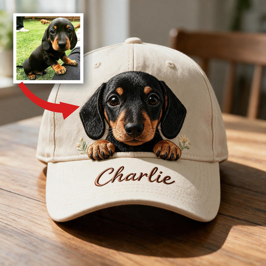 Personalized Peeking Black and Tan Dachshund Classic Cap Custom Gift for Dachshund Owner Dog Lover