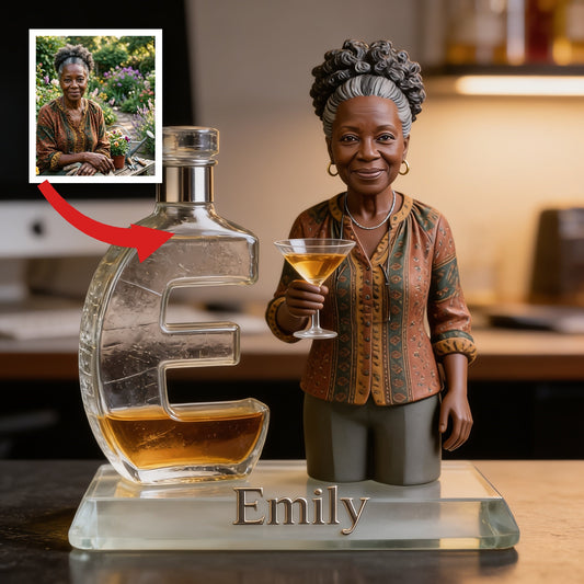 Personalized Black Grandma Holding Martini Custom Shaped Acrylic Plaque - Thoughtful Mom Gift Home Bar Desk Decor
