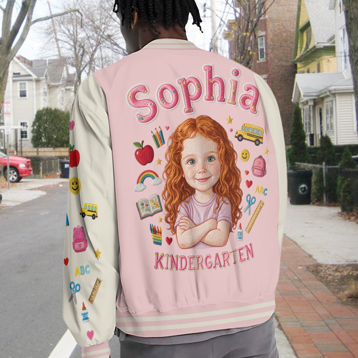 Personalized Little Latina Boy Back to School Varsity Jacket Custom Photo Name Grade First Day of School Kids Gift