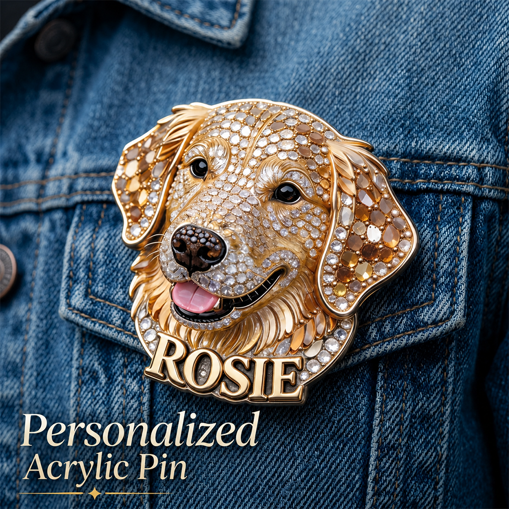 Personalized Jeweled Rottweiler Dog Pin, Unique Custom Gift for Rottweiler Owners Pet Lovers Jacket Backpack Accessory