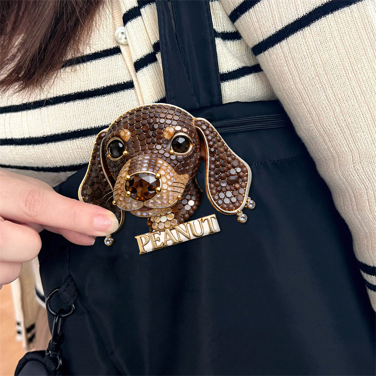 Personalized Sparkling Black Labrador Retriever Enamel Pin, Custom Name Gift For Dog Lovers and Pet Owners