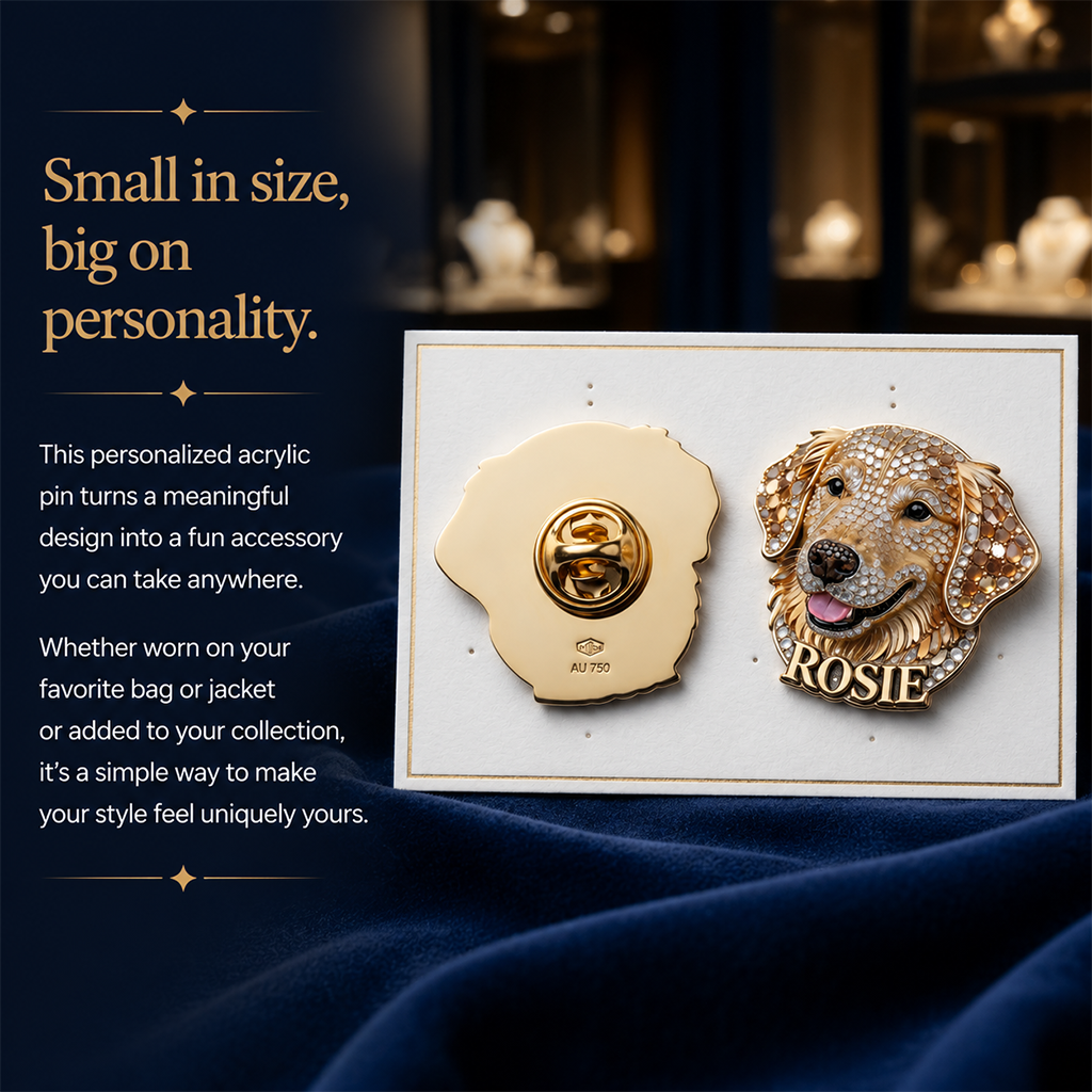 Personalized Bejeweled Siberian Husky Pin Custom Name Gift for Dog Lovers Jacket Backpack Accessory