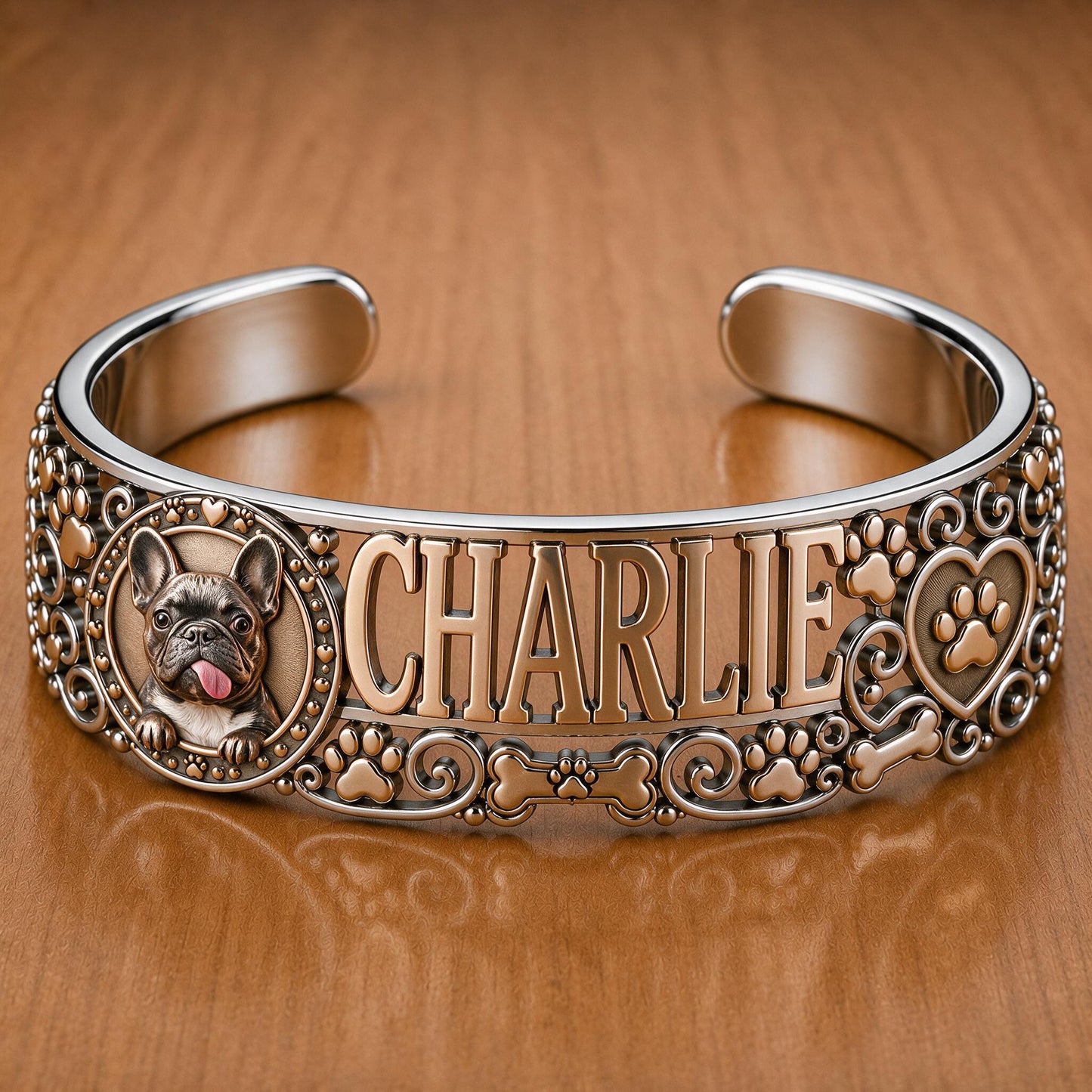 Bracelet en Cuir Personnalisé Boston Terrier - Cadeau pour Amoureux des Chiens