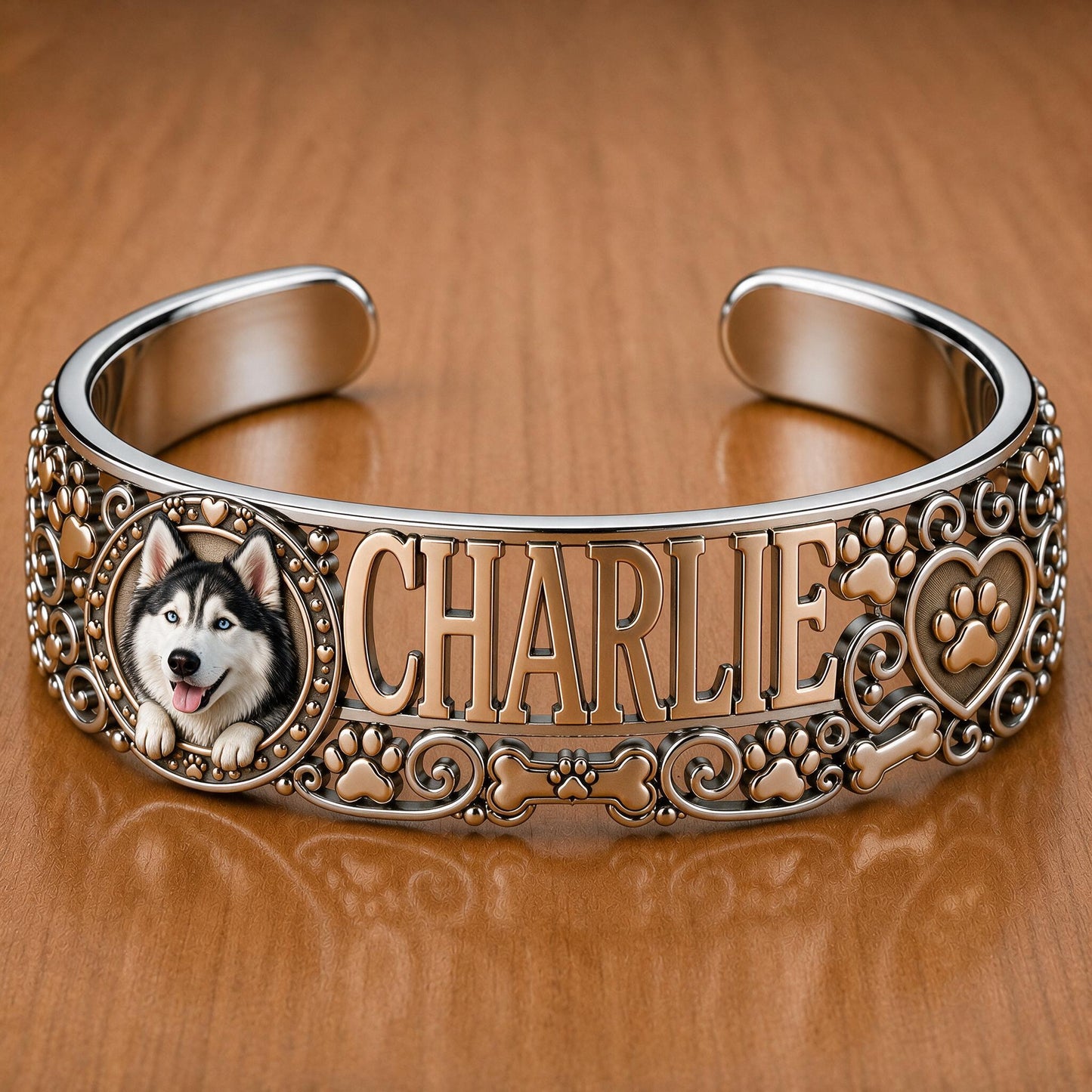 Bracelet en Cuir Personnalisé Husky Sibérien - Bijoux Nom Personnalisé pour Amateurs de Husky et Mamans de Chiens Fiers