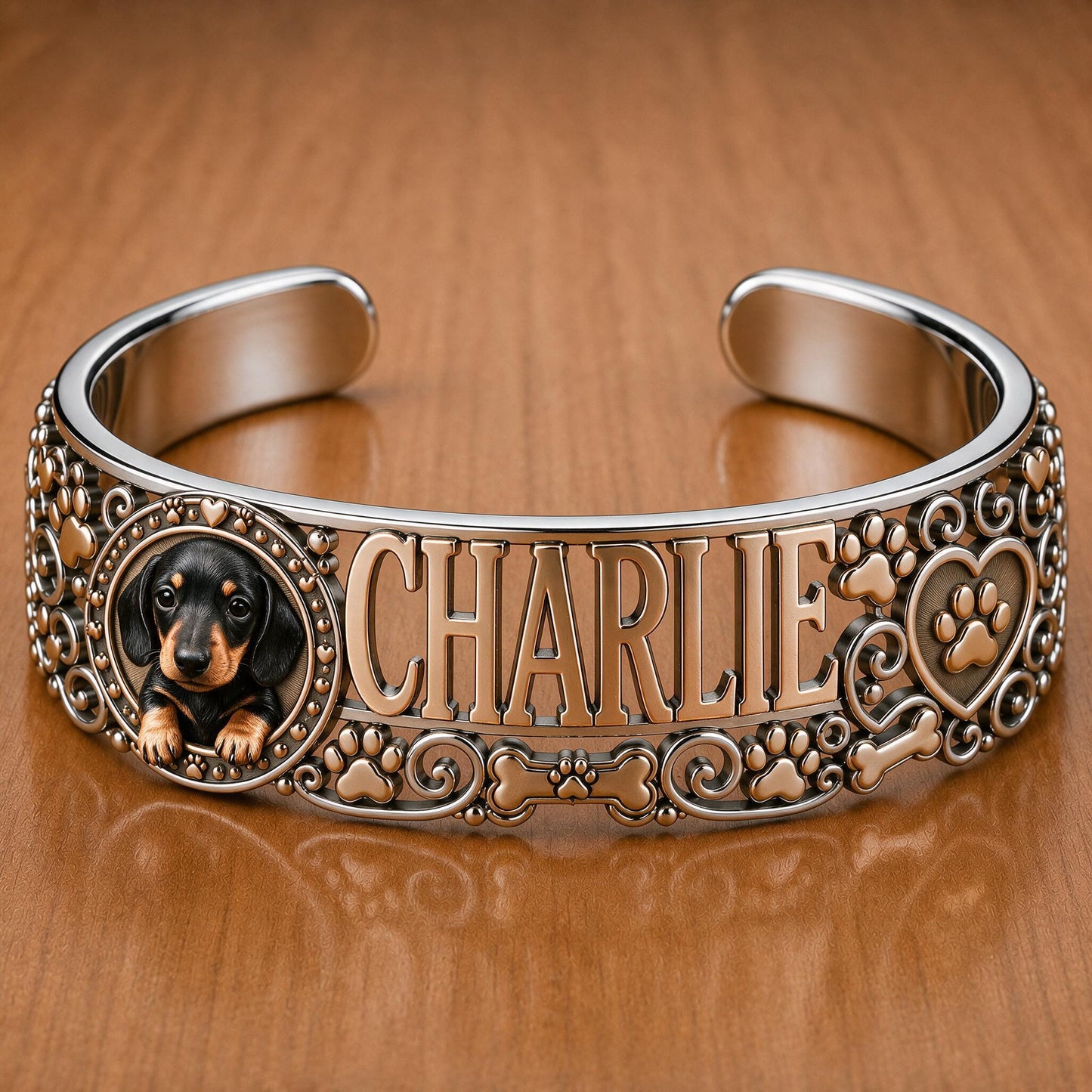 Bracelet de poignet personnalisé en aluminium pour maman Dachshund