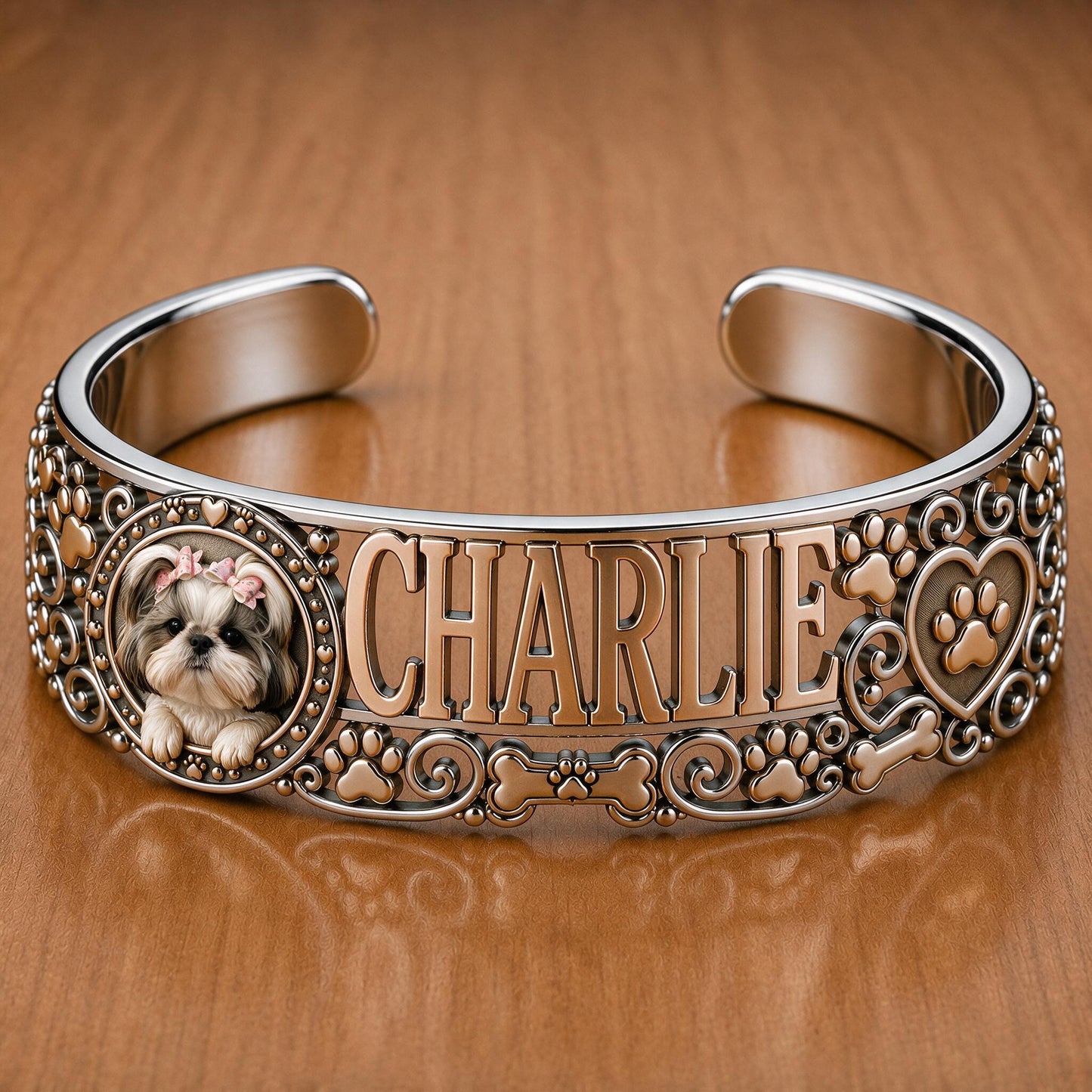 Bracelet de poignet mignon Shih Tzu personnalisé - Cadeau de bijoux sur mesure pour propriétaires de Shih Tzu, mamans de chiens et amoureux des animaux