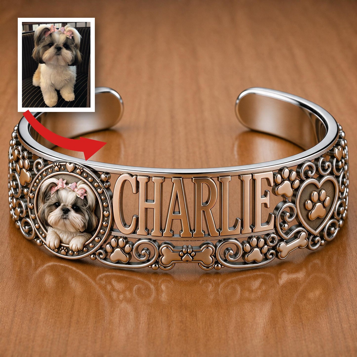 Bracelet de poignet mignon Shih Tzu personnalisé - Cadeau de bijoux sur mesure pour propriétaires de Shih Tzu, mamans de chiens et amoureux des animaux