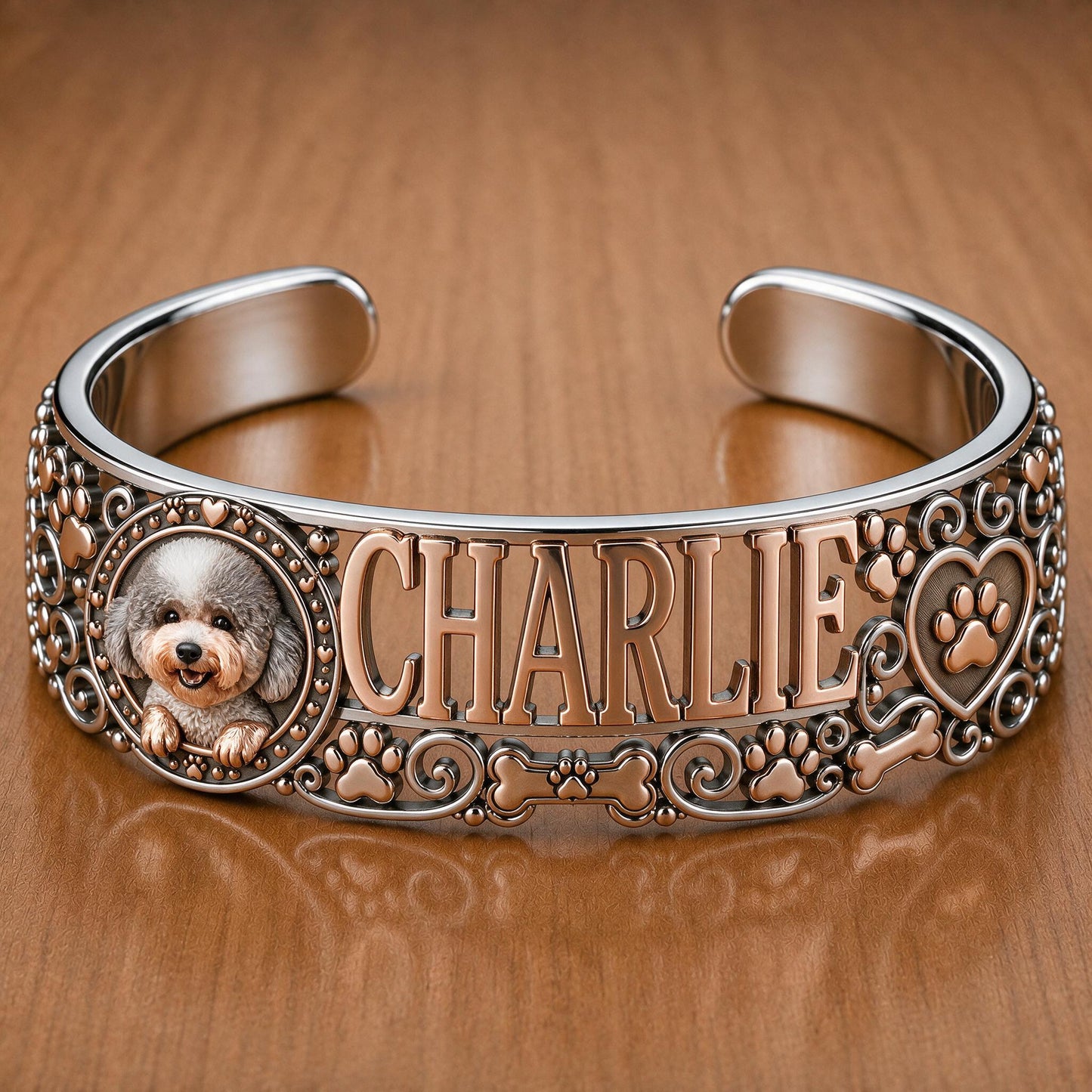 Bracelet en Cuir Personnalisé pour Poodle Toy, Bijou pour Animaux avec Nom Personnalisé
