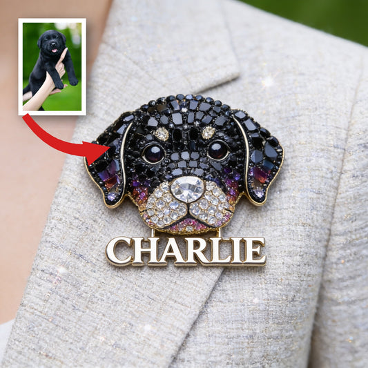 Personalized Sparkling Black Labrador Retriever Enamel Pin, Custom Name Gift For Dog Lovers and Pet Owners