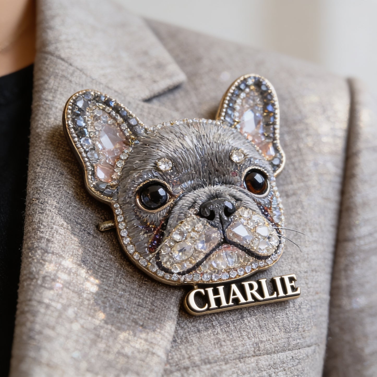 Épinglette Française Bulldog Personnalisée, Cadeau de Nom pour Amoureux de Chiens