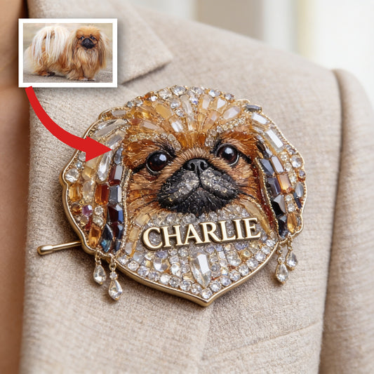 Personalized Long Haired Shih Tzu Acrylic Enamel Pin, Unique Custom Gift for Shih Tzu Owners and Pet Lovers