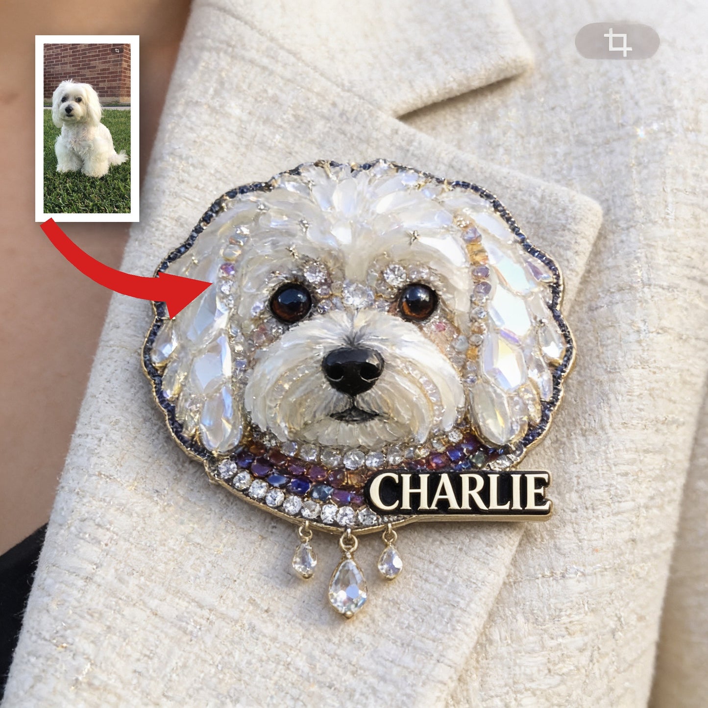Personalized Sparkling White Maltese Dog Enamel Pin, Unique Custom Gift For Maltese Owners And Pet Lovers