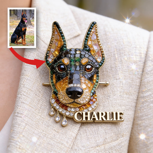 Personalized Jeweled Rottweiler Dog Pin, Unique Custom Gift for Rottweiler Owners Pet Lovers Jacket Backpack Accessory