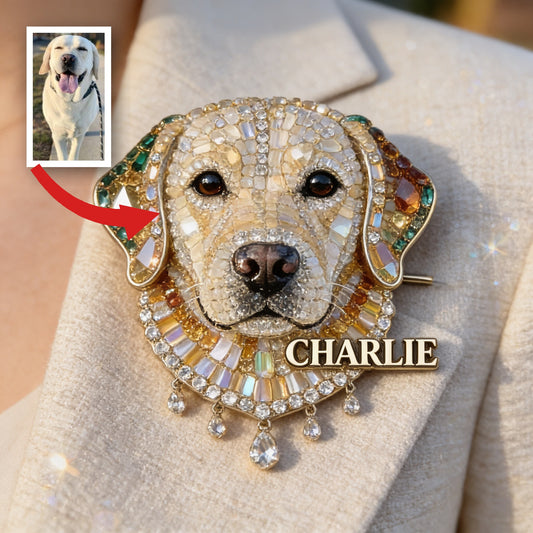 Personalized Jeweled Giant Great Dane Dog Pin, Unique Custom Gift for Pet Lovers, Jacket Backpack Decor Accessory