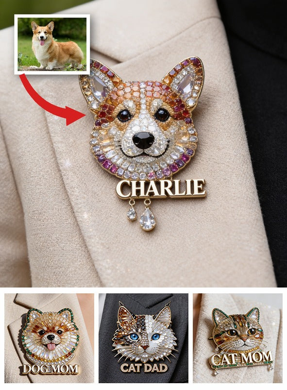 Personalized Sparkling Welsh Corgi Pin, Custom Name Dog Brooch, Unique Gift for Corgi Lovers and Pet Owners