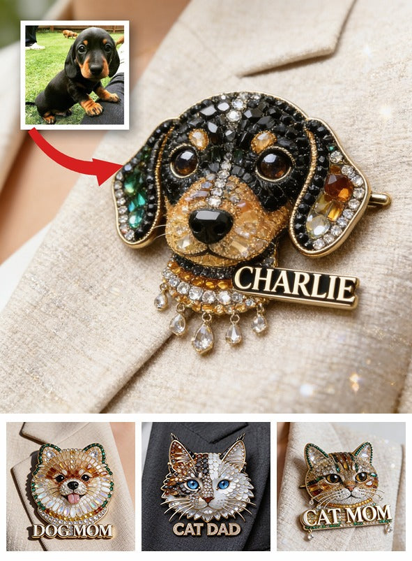 Personalized Rhinestone Short Legged Dachshund Pin, Unique Custom Gift for Dachshund Lovers Jacket Backpack Accessory