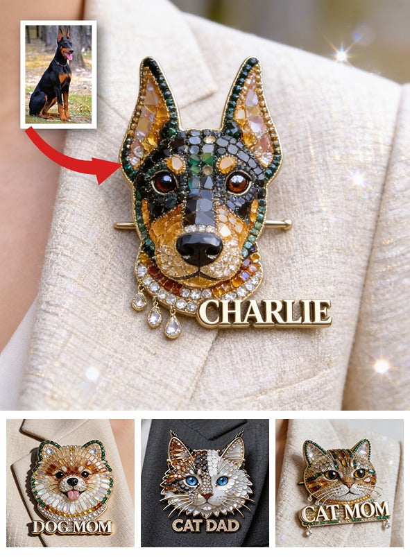 Personalized Jeweled Rottweiler Dog Pin, Unique Custom Gift for Rottweiler Owners Pet Lovers Jacket Backpack Accessory