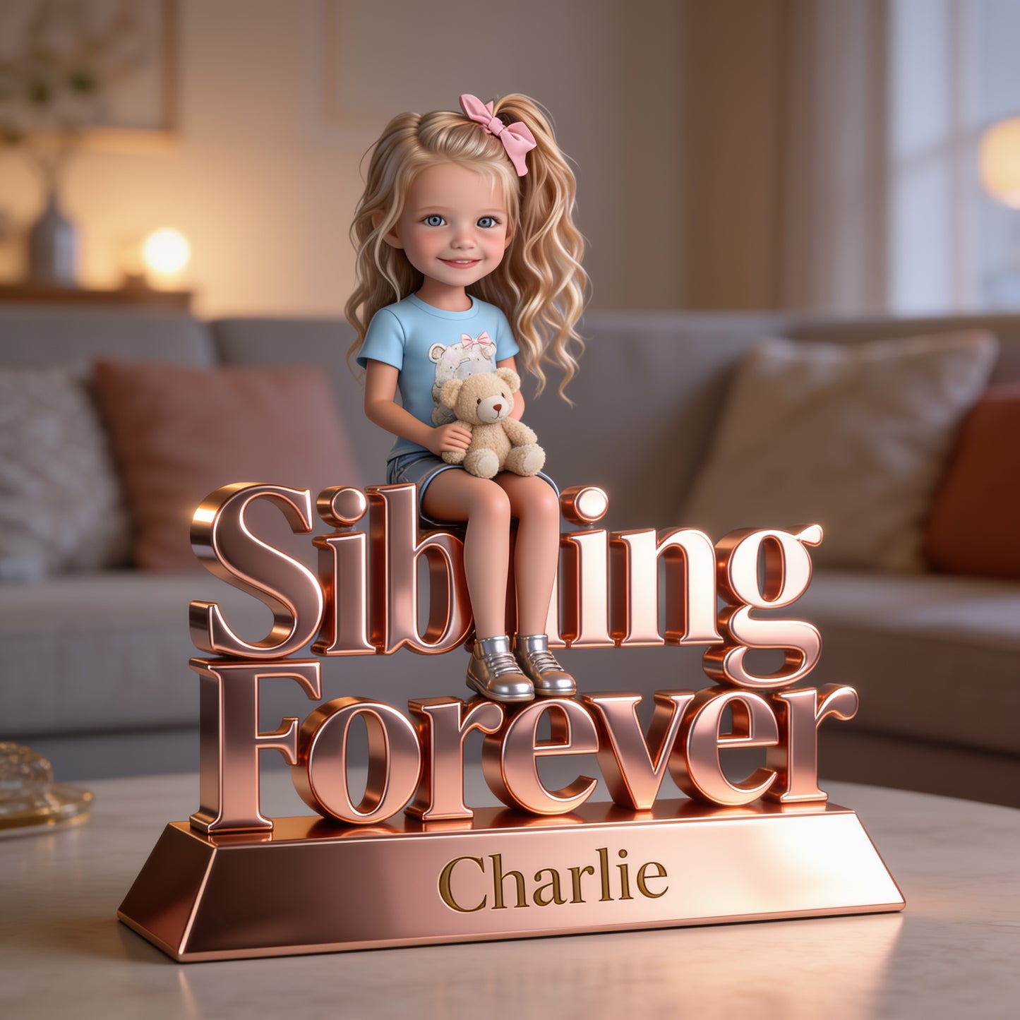 Plaque Acrylique Personnalisée en Forme Unique Sibling Forever, Cadeau Mémorable pour Enfants