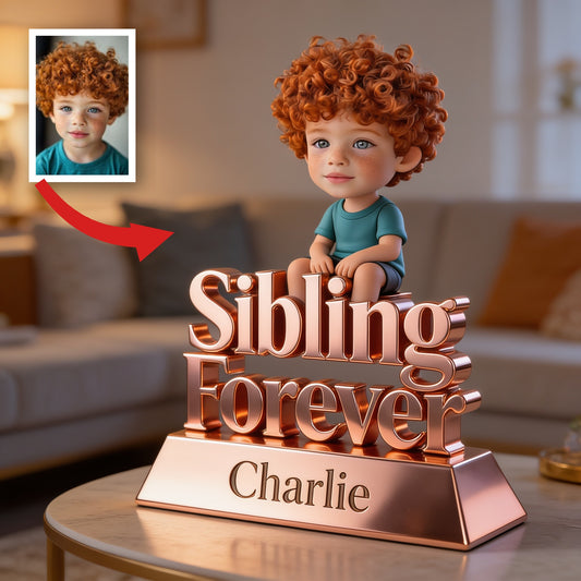 Sibling Forever Personalized Custom Shaped Acrylic Plaque, Cute Young Children Family Keepsake Gift for Desk Home Decor