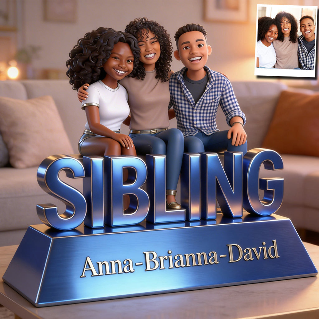 Personalized Sibling Forever Acrylic Plaque - Custom Keepsake with Three Young Children, Heartwarming Family Gift for Home Desk Display
