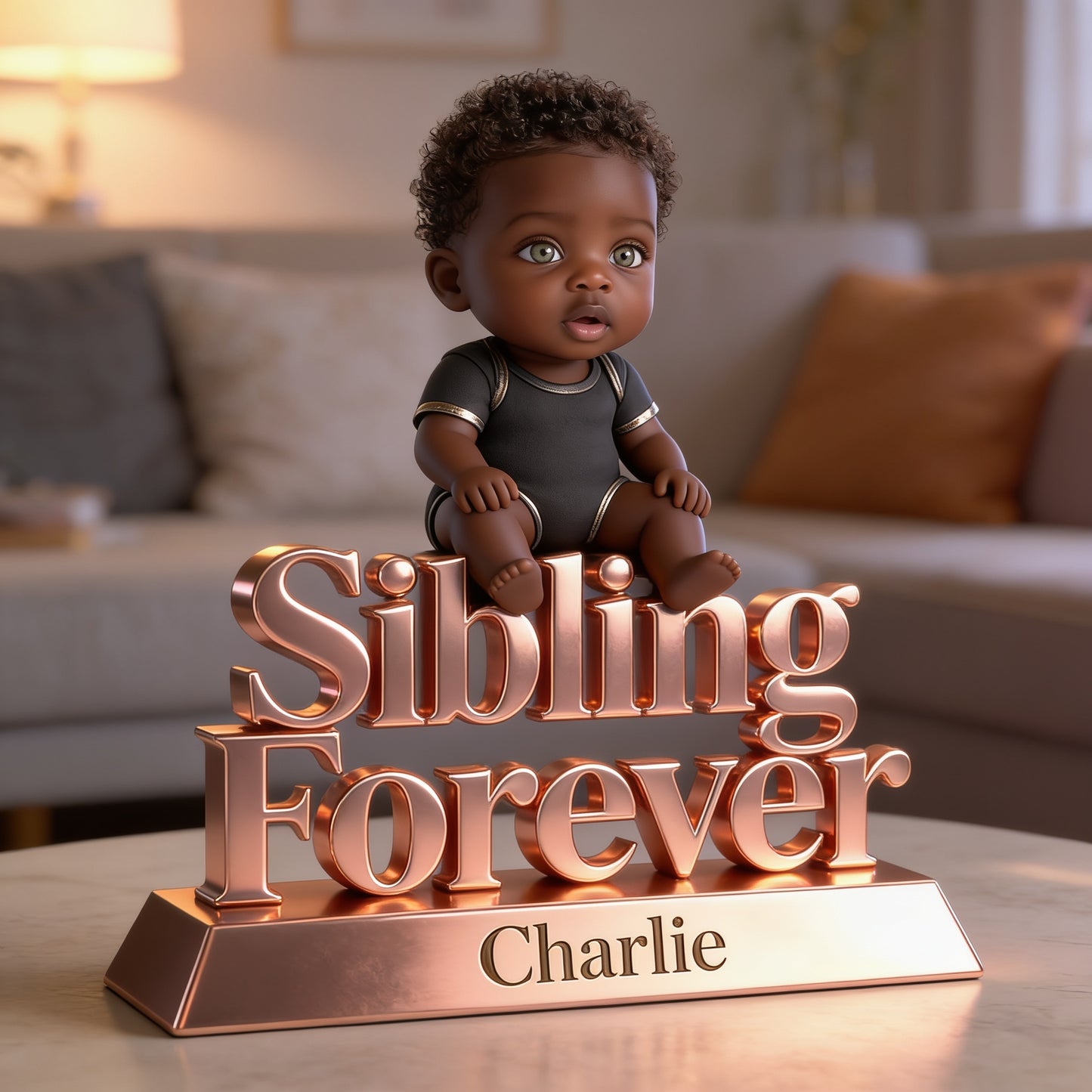 Personalized Sibling Forever Acrylic Plaque - Custom Keepsake with Three Young Children, Heartwarming Family Gift for Home Desk Display