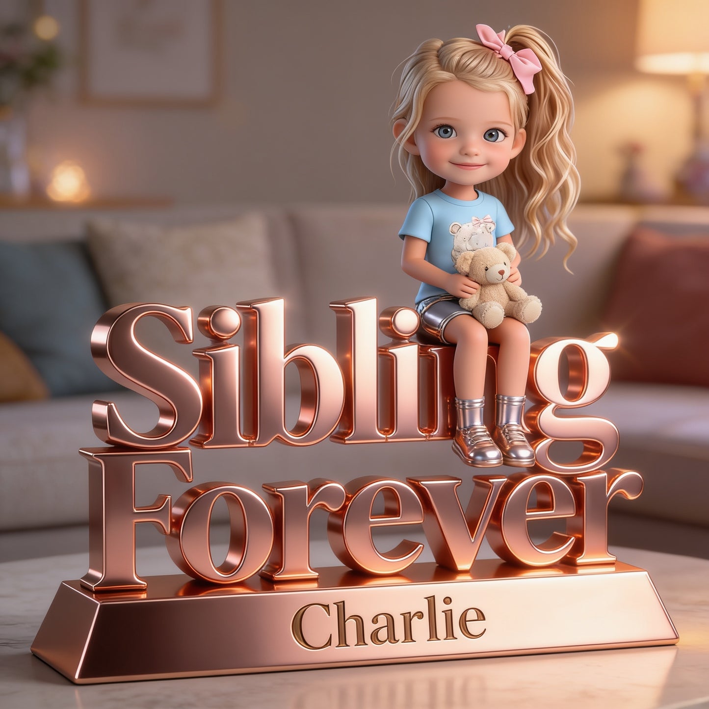 Personalized Sibling Forever Custom Shaped Acrylic Plaque, Cute Young Sibling Kids Sentimental Family Keepsake Home Decor Gift