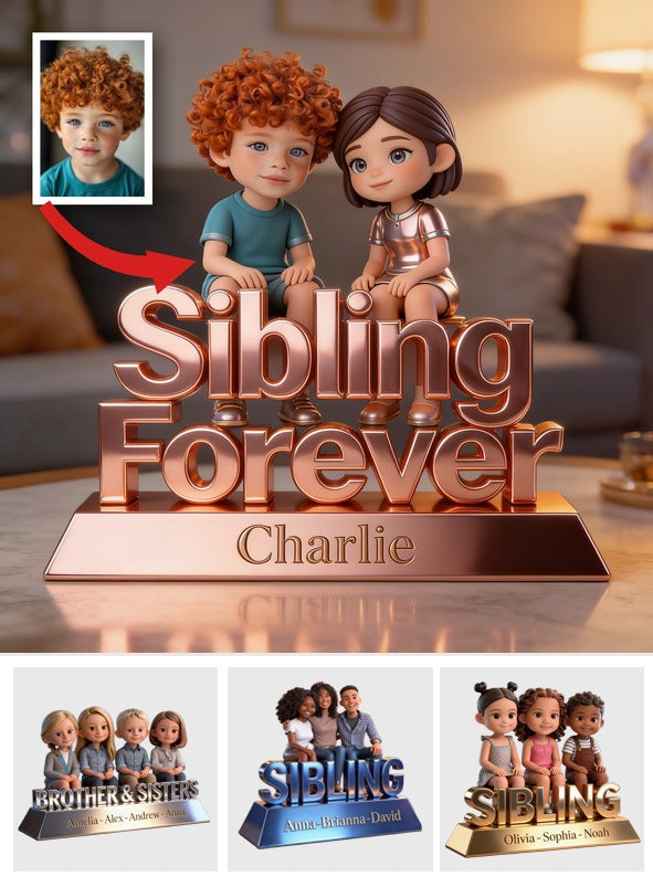Personalized Sibling Forever Custom Shaped Acrylic Plaque, Cute Young Children Family Keepsake Gift for Home Desk Display