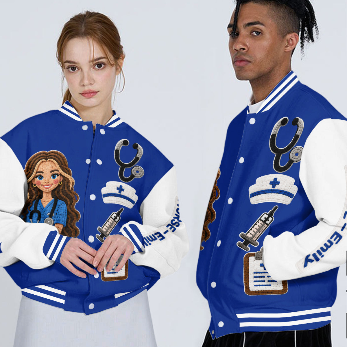 Veste Varsity Infirmière 3D Personnalisée Cadeau Appréciation Vie Infirmière