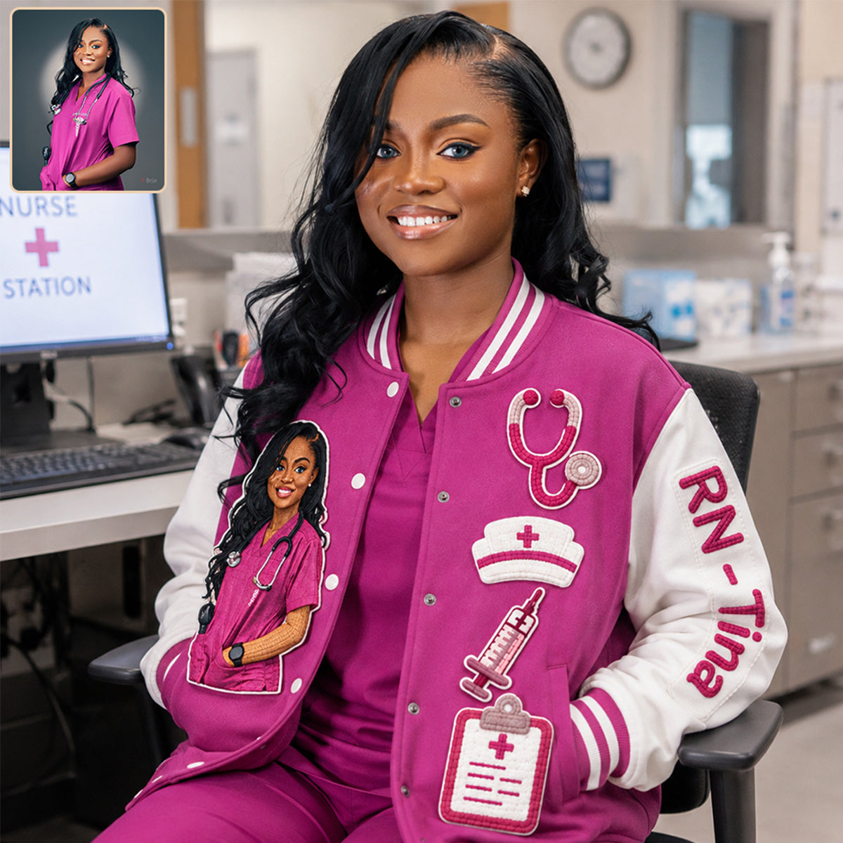 Veste Varsity Infirmière 3D Personnalisée Cadeau Appréciation Vie Infirmière