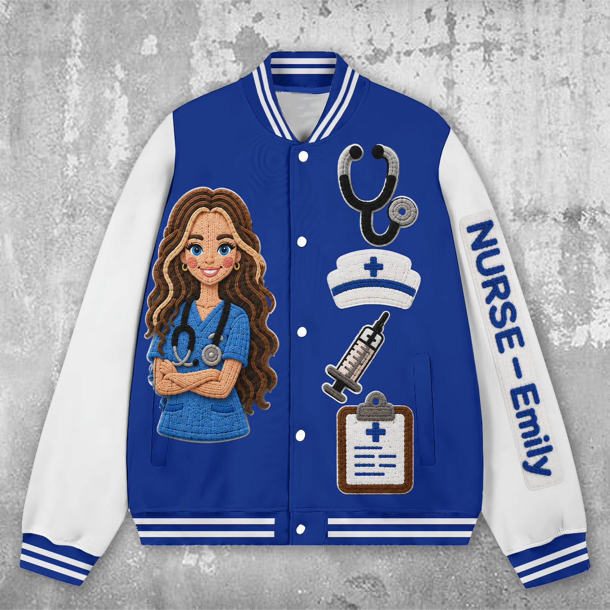 Veste Varsity Infirmière 3D Personnalisée Cadeau Appréciation Vie Infirmière