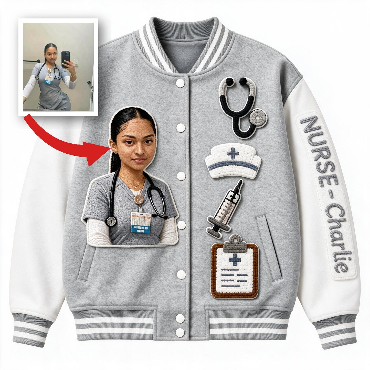 Veste Varsity Infirmière Personnalisée Cadeau Appréciation pour Infirmiers et Travailleurs de la Santé